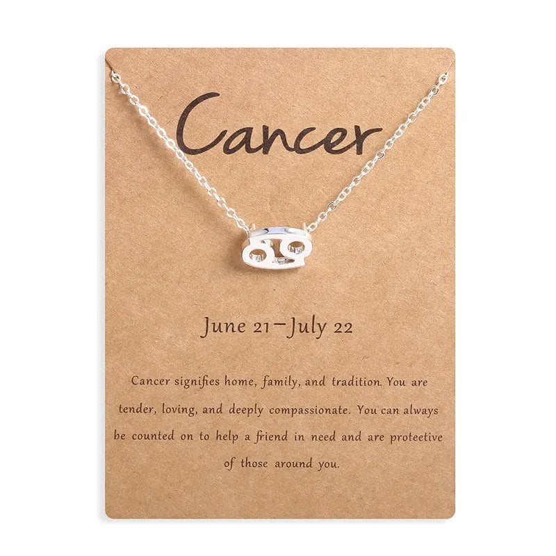 12 Zodiac Sign Necklaces With Gift Card Constellations Pendant Necklace Jewelry - EX-STOCK CANADA