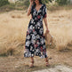 Floral Summer Beach Dress With V Neck Elastic Waist Dresses For Women - EX-STOCK Canada