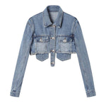 Light Blue crop Denim Jacket For Women - EX-STOCK Canada