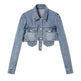 Light Blue crop Denim Jacket For Women - EX-STOCK Canada