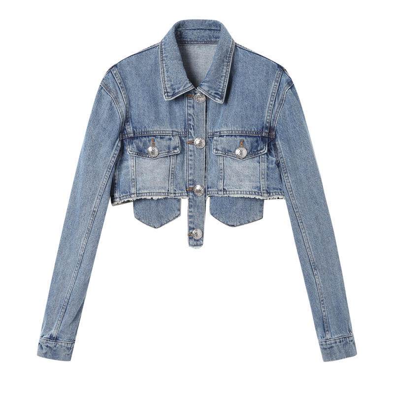 Light Blue crop Denim Jacket For Women - EX-STOCK Canada