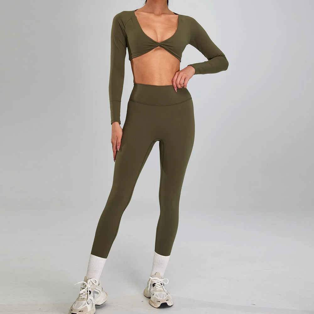 European And American High-intensity Sports Suit Outdoor Running Nude Feel Workout Clothes Slimming High Waist - EX-STOCK CANADA