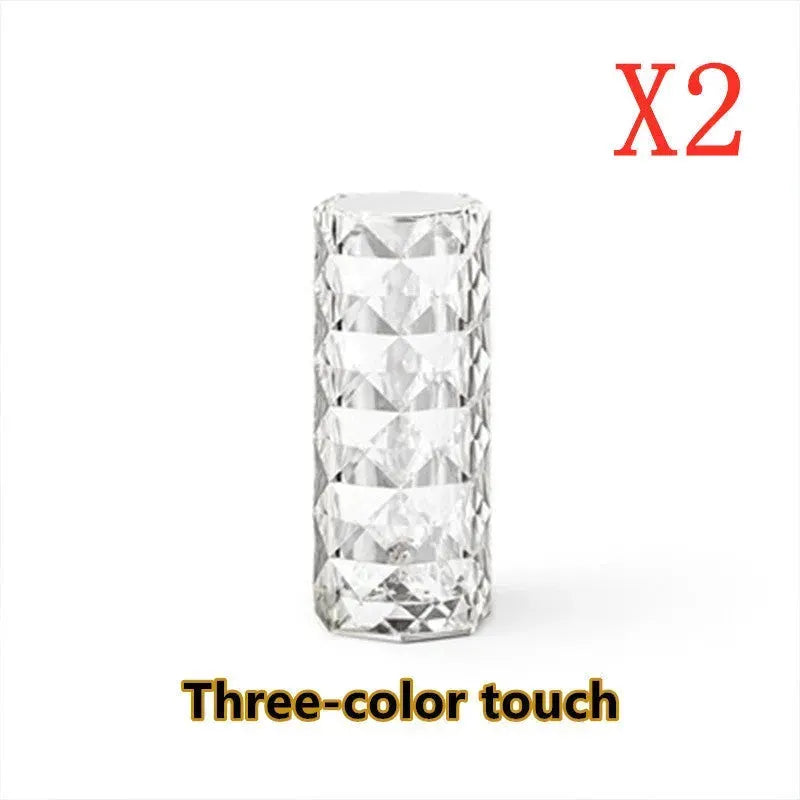 Nordic Crystal Lamp USB Table Lamps Bedroom Touch Dimming Atmosphere Diamond Night Light Rose Projector Lamp Decor - EX-STOCK CANADA