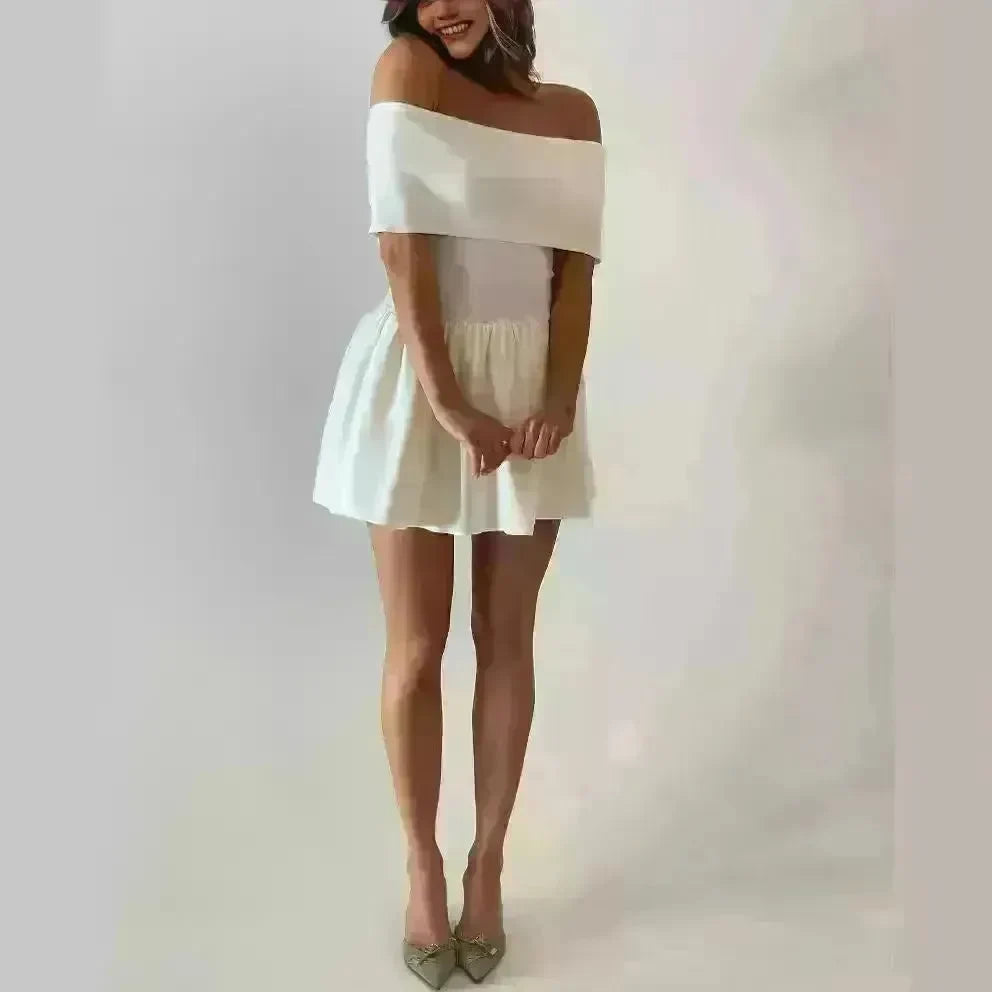European And American Women Style Beach Holiday Party Cocktail Off Shoulder Mini Skater Dress for Ladies - EX-STOCK CANADA