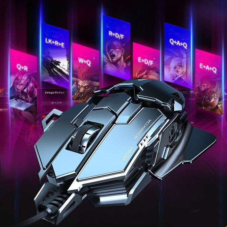 ماوس ألعاب Forerunner MK500 Esports – سلكي، 12000 DPI، أزرار ماكرو، وزن معدني (أسود / فضي)