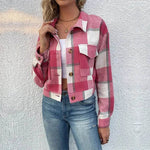 Fashion Oversized Plaid Lapel Cropped Jacket outwear top for women - EX-STOCK Canada