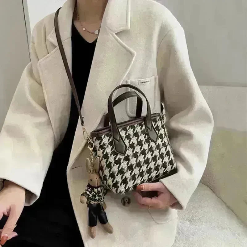 Fashion Houndstooth Shoulder Bags Portable Checkerboard Handbags All-match Messenger Crossbody Bag Women - EX-STOCK CANADA