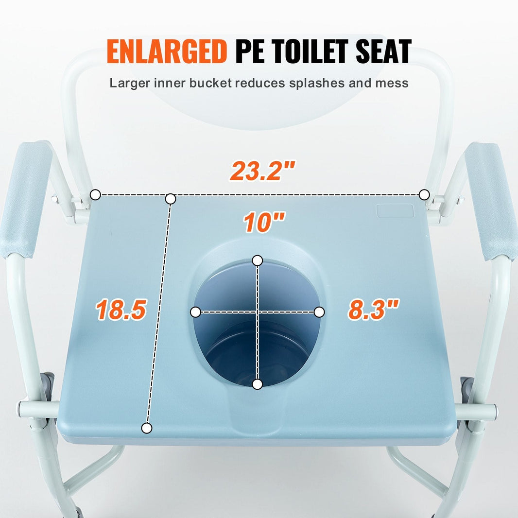 Commode Chair, Bedside Commode With Drop-Down Arms And Detachable Backrest, 5-Level Adjustable Height, 7L Removable Bucket, Easy To Assemble, 1000LBS Capacity, Portable Toilet For Adults Seniors EX-STOCK
