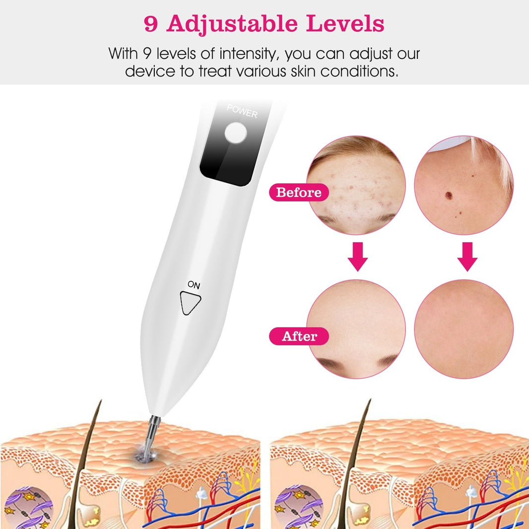 1Pc Skin Tag Repair Kit Portable Beauty Equipment Multi-Level With Home Usage USB Charging LCD Level Adjustable 6 Replaceable Needles EX-STOCK