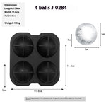 Silicone mold for making four balls with dimensions and weight information.