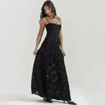 Fashion Suspender Lace Long Dress Summer Strapless Collar Elegant Evening Dresses For Women - EX-STOCK CANADA
