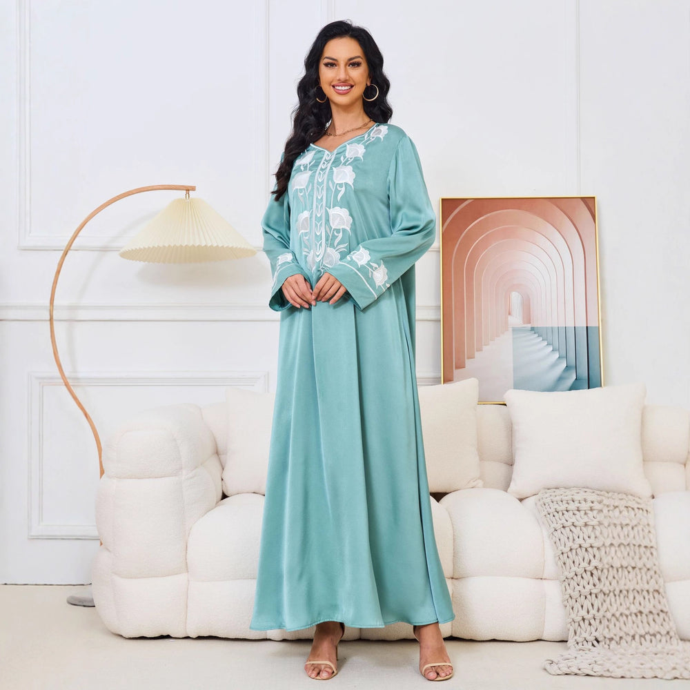 Robe Abaya de Dubaï avec pierres chaudes imprimées et détails brodés - EX-STOCK Canada