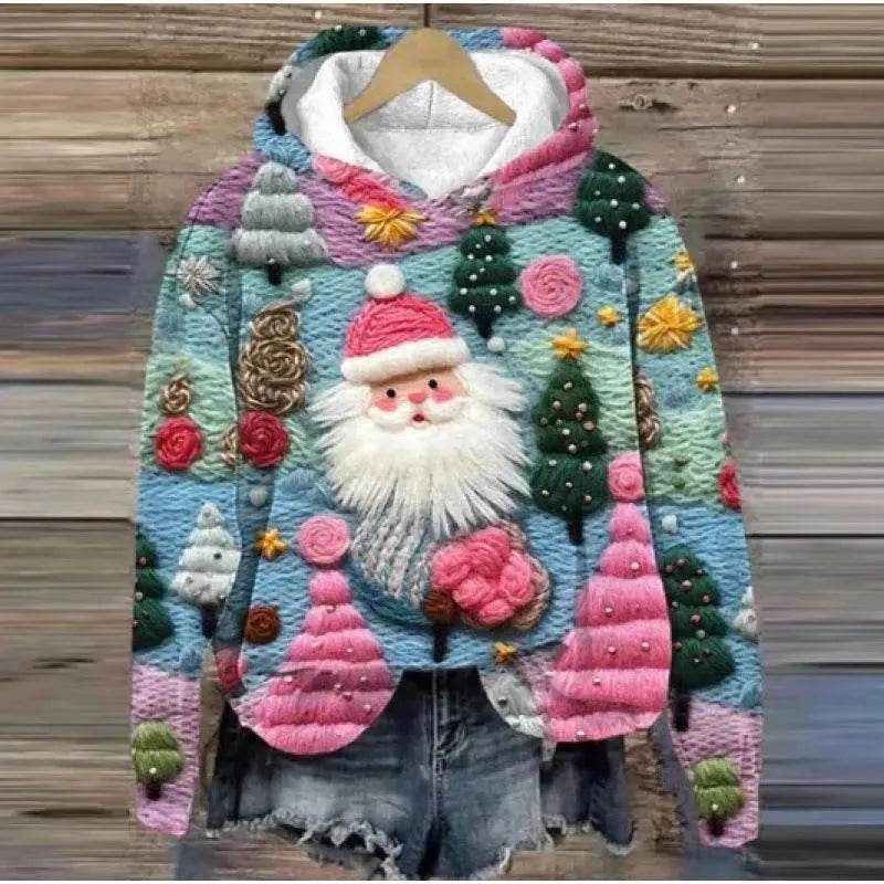 Print Christmas Holiday Casual Hoodie Sweater Pullover - EX-STOCK Canada