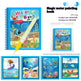 Children's water painting book with ocean-themed illustrations and a water brush.