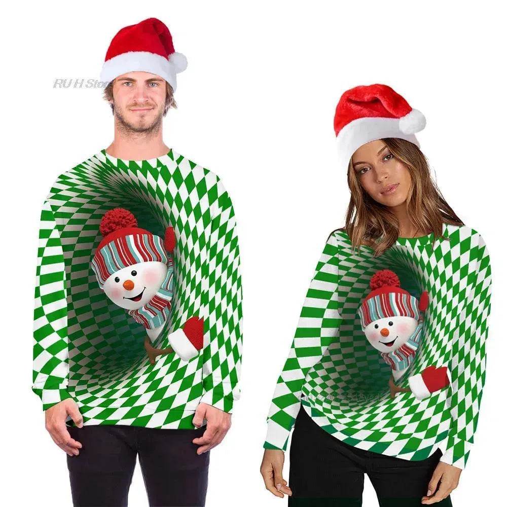 Ugly Christmas Sweater Santa Elf Couple Sweatshirt - EX-STOCK Canada