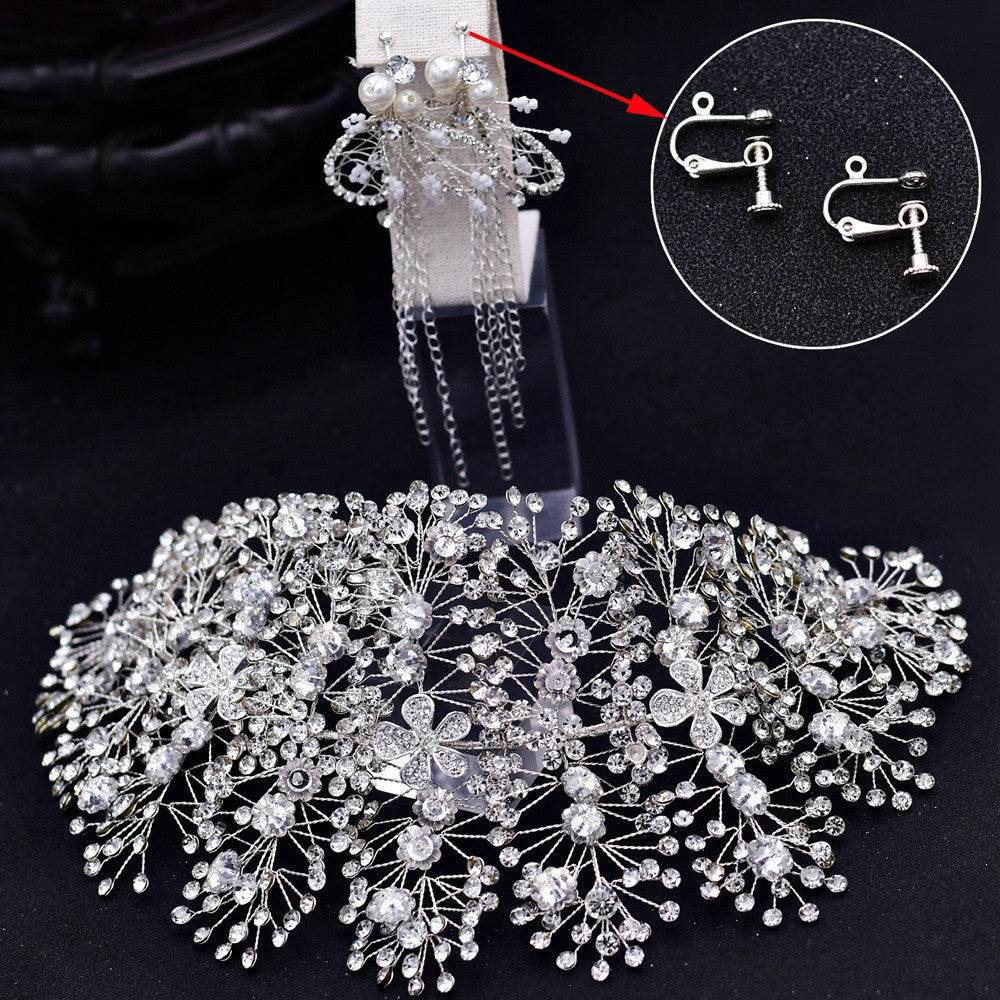 Luxury and Elegant Bridal Flower Rhinestone Headband Fashion Accessories set - EX-STOCK Canada