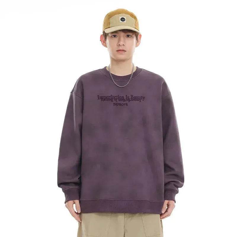 Retro heavy Oversized Crew neck Pullover sweatshirt for men - EX-STOCK Canada
