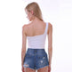 Casual Summer tops One shoulder crop tank top ladies - EX-STOCK Canada