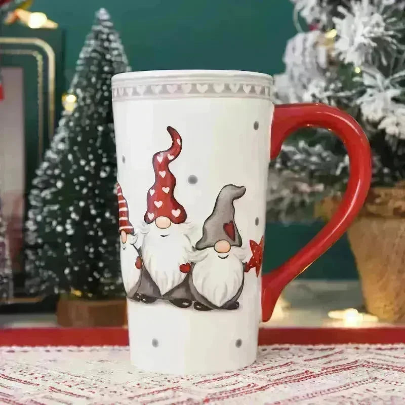 Christmas Large Capacity Nordic Christmas Tall Hat Ceramic Relief Mug Cup - EX-STOCK CANADA