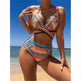Women's Split Cross Strap Retro Ethnic Style Swimsuit - EX-STOCK Canada
