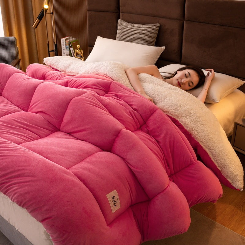 Thickened Milk Fiber Quilt Double-sided Velvet Warm Thickened Duvet Insert EX-STOCK Canada 