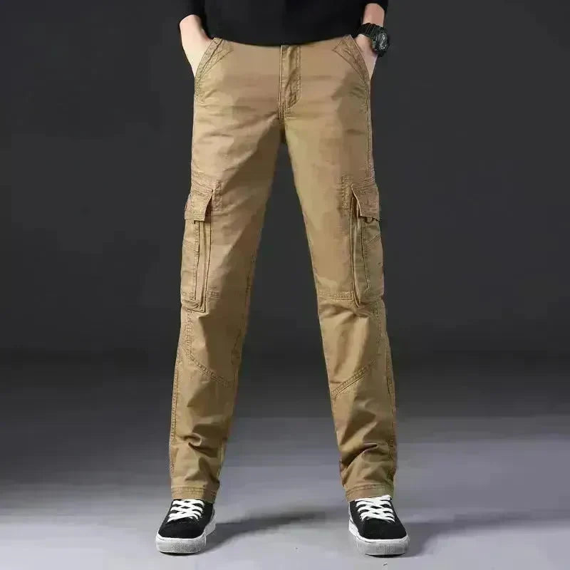 Overalls Men's Outdoor Casual Trousers Pure Cotton Straight Loose Multi-pocket Cargo Pant - EX-STOCK CANADA