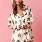 Satin Printed Santa Claus Two-piece Suit Home - EX-STOCK CANADA