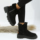 Women's Suede Snow Boots – Plush Lined Ankle Boots with Side Zipper | Black, Brown, Khaki | Sizes 35–43