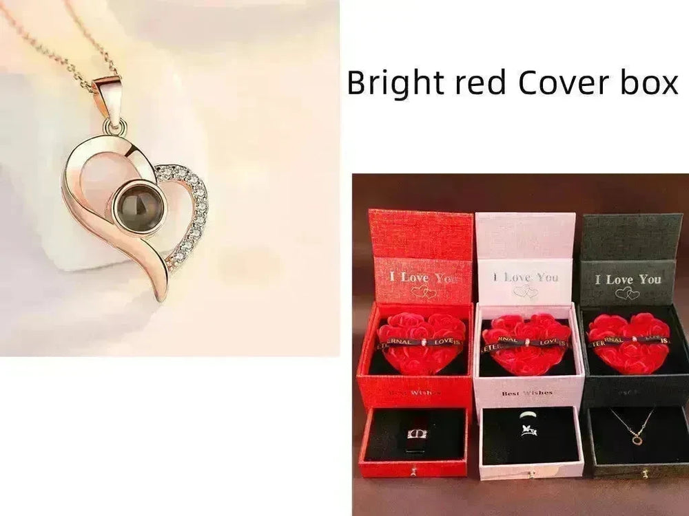 Hot Valentine's Day Gifts Metal Rose Jewelry Gift Box Necklace For Wedding Girlfriend Necklace Gifts - EX-STOCK CANADA
