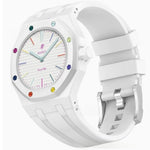 White Swatch × AP Royal Oak Integrated Silicone Watch Strap | 8 Colours, 2 Crown Positions
