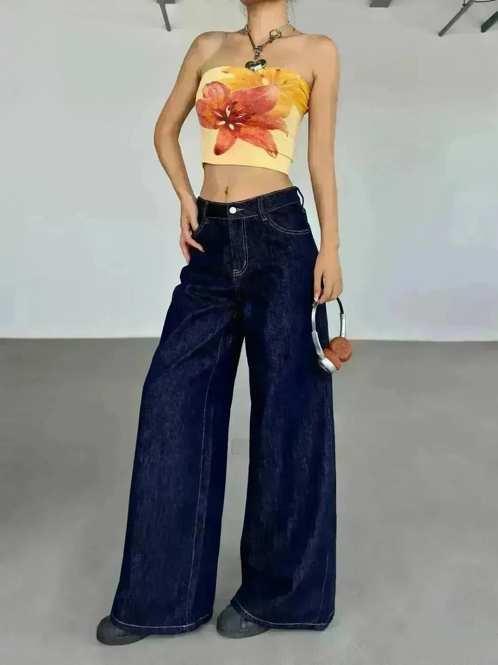 Fashion American Retro Wide Leg Baggy Jeans Pant For Women - EX-STOCK CANADA