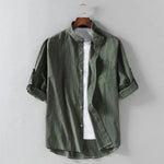 Men's Linen Stand Collar Loose Shirt - EX-STOCK CANADA