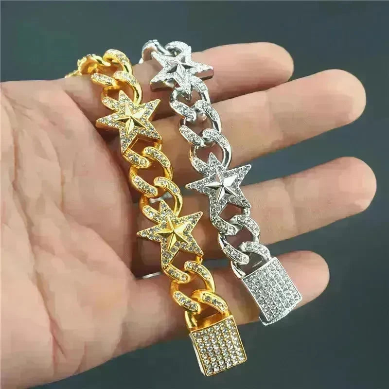 Hipster Five-pointed Star Cuban Link Chain Bracelet - EX-STOCK CANADA