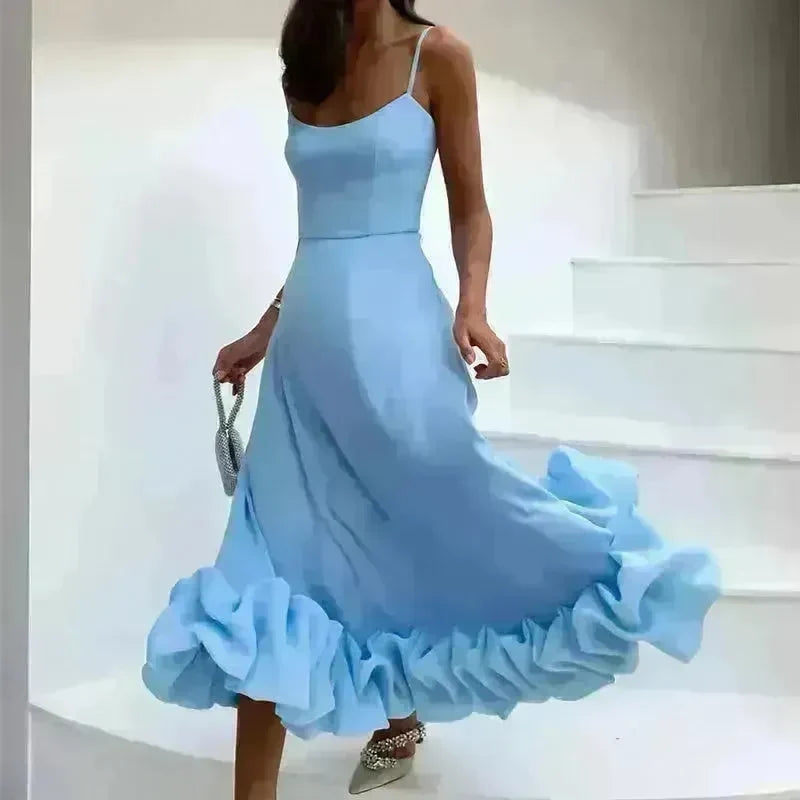 Fashion Suspenders Large Flower Swing Three-dimensional Flower A- Line Skater Dress Womens Clothing - EX-STOCK CANADA