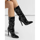 Patent Leather High Heel Pointed Stiletto Heel Pile Style Boots - EX-STOCK Canada