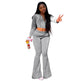 Women 2pcs Velvet Hoodie Wide leg Pant Crop top sweatsuit Athleisure Outfit - EX-STOCK Canada