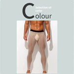 Men's Ultra thin Ice Silk Long John Skinny Flesh Nude Reflective Slim Leggings - EX-STOCK Canada