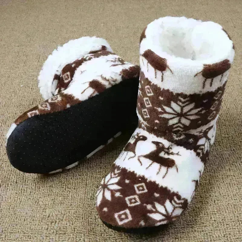 Christmas Elk Floor Shoes Indoor Socks Shoes Warm Plush House Slippers - EX-STOCK CANADA