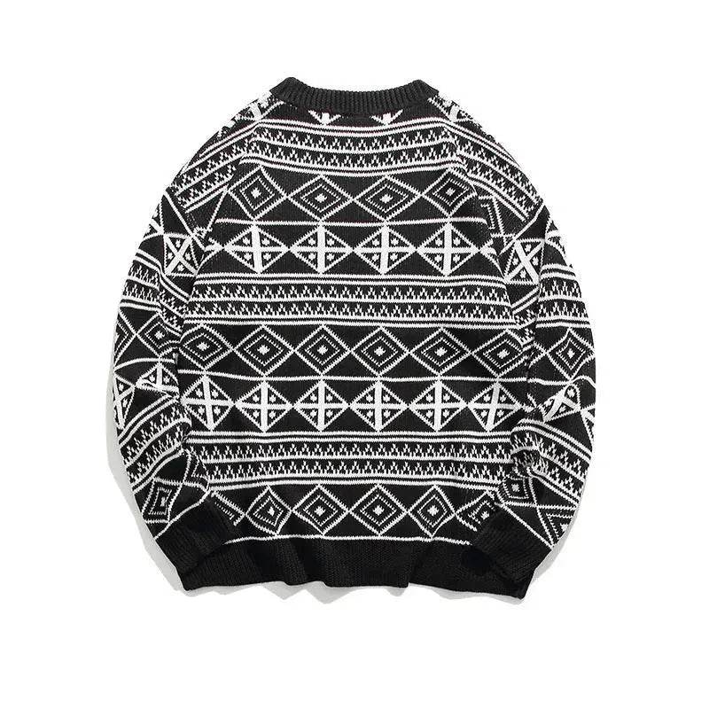 New Trendy Casual Jacquard Knitted Loose Pullover Sweater unisex - EX-STOCK Canada