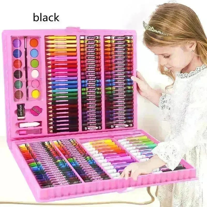 Double Panel Easel Version Watercolor Pen Set Brush Crayon Oil Pastel Children Painting Coloring Drawing Art set. - EX-STOCK CANADA