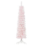5ft Snow-Flocked Artificial Christmas Tree, Slim Pencil Xmas Tree With 301 Realistic Branches, Metal Base, EX-STOCK Canada 