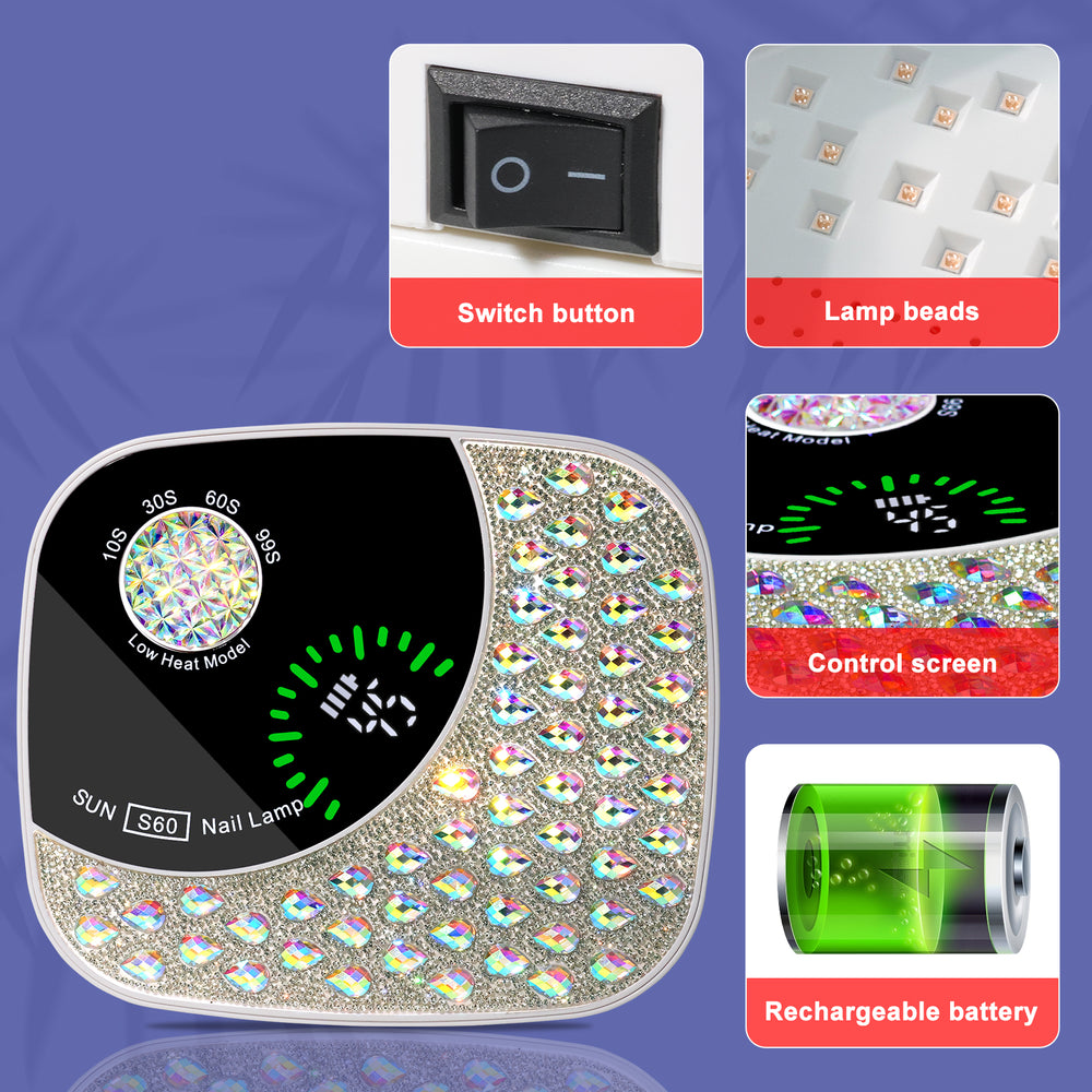 Professional UV LED Nail Lamp For Gel Nails, Cordless Nail Lamp Rechargeable Nail Dryer For Gel Polish, UV Curing Light With 4 Timer & Automatic Sensor, UV Light Lamp For Nail Art Salon At Home EX-STOCK Canada 