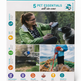 A boxed pet product package labeled '5 PET ESSENTIALS all-in-one' shown against a plain white background. The front of the box features a collage of outdoor pet-related photos and several colored feature icons around the border.