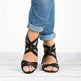 Fish Mouth Cross Strap Buckle Mid Wedge Heel Plain Women Sandals - EX-STOCK Canada