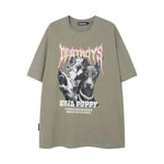 Flame Letter Print Heavy T-shirt Round Neck Loose Casual Short Sleeve - EX-STOCK Canada