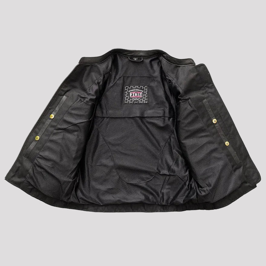 Women’s Motorcycle Leather Jacket. Lightweight Cowhide with Armor Pockets 