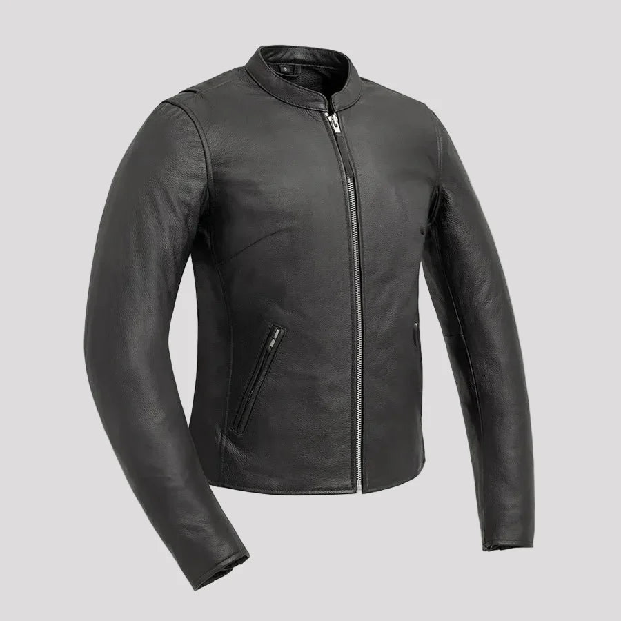 Women’s Motorcycle Leather Jacket. Lightweight Cowhide with Armor Pockets 