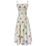 Floral Slip Dress Waist Slimming Seaside Vacation Mid-length Dress - EX-STOCK CANADA