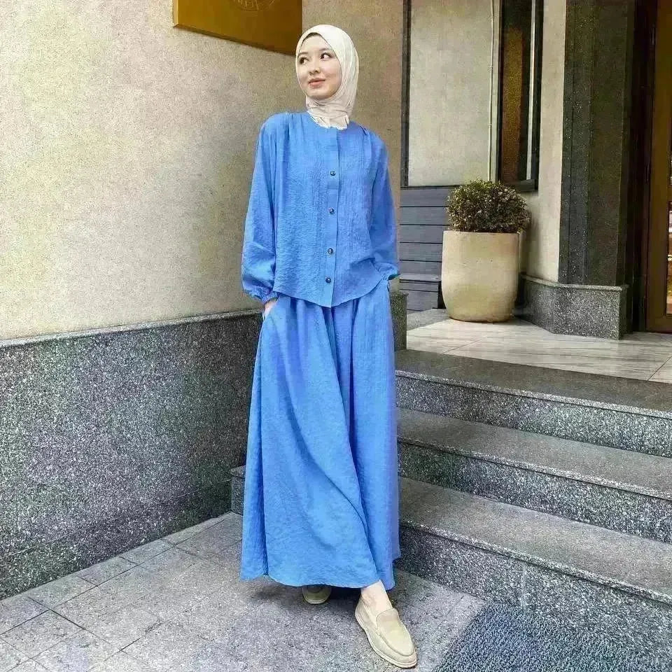 Foreign Trade Women's Clothing Arab New Fashion Long Sleeve Skirt Suit Two piece set. - EX-STOCK CANADA