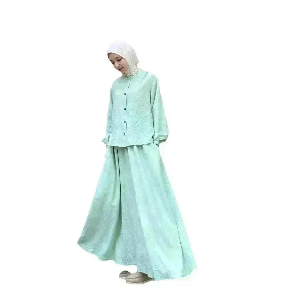 Foreign Trade Women's Clothing Arab New Fashion Long Sleeve Skirt Suit Two piece set. - EX-STOCK CANADA